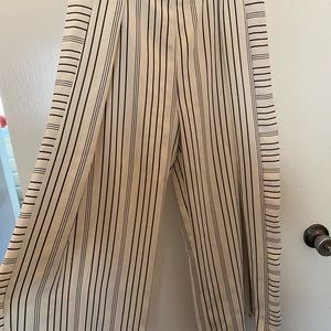 TopShop Black and White Striped Wide-Leg High Waist Capris